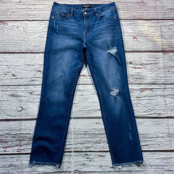 D Jeans Womens Jeans size 6 Dark Wash Crop Ankle x27" Frayed Hem Cotton Stretch - Picture 2 of 10